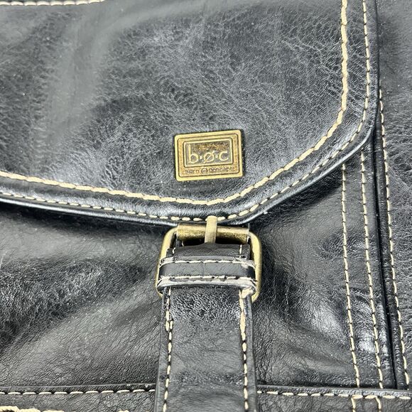 BOC Born Black Faux Leather Crossbody Bag Shoulder Purse Zipper Snap Pockets - Picture 2 of 16